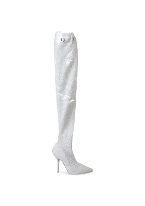 Dolce & Gabbana sequin-embellished pointed-toe boots - White