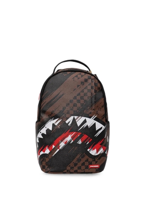 Sprayground Shark-print checkered backpack - Brown
