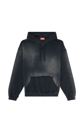 Diesel faded cotton hoodie with frayed details - Black