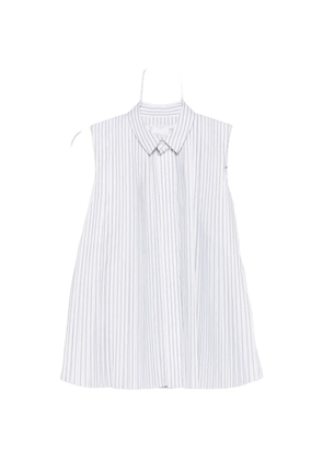 sacai stripe-print pleated-back top - Black