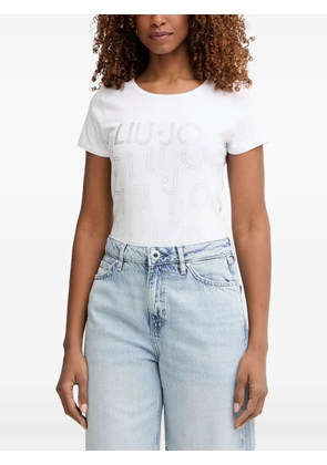 LIU JO rhinestone-logo T-shirt - White