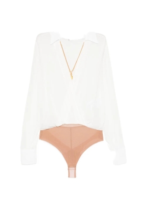 Elisabetta Franchi chain-detail wrap-front bodie - White