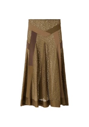 PINKO lace-panelled patchwork midi skirt - Green