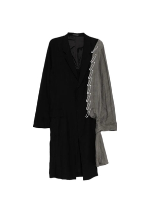 Yohji Yamamoto switching safety-pin panelled coat - Black
