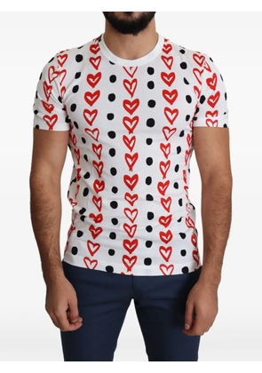 Dolce & Gabbana heart-print polka-dot T-shirt - White