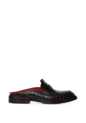 Giuliano Galiano crocodile-effect mules - Brown