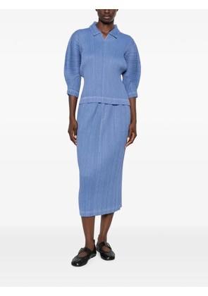 Pleats Please Issey Miyake pleated denim midi skirt - Blue