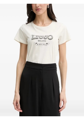 LIU JO crystal-embellished logo-print T-shirt - Neutrals
