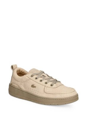 Lacoste logo-plaque suede sneakers - Neutrals