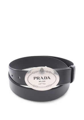 Prada Pre-Owned 2010s logo plaque leather belt - Black