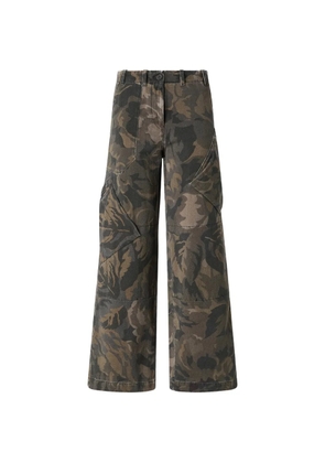 PINKO camouflage-print wide-leg cargo pants - Green