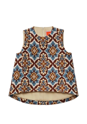 La DoubleJ Palazzo chocolate in rustic cotton La Scala top - Neutrals