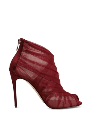 Dolce & Gabbana ruched tulle ankle boots - Red