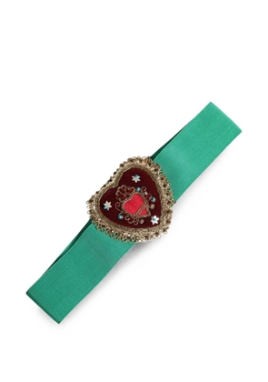 Dolce & Gabbana heart-embellished grosgrain belt - Green