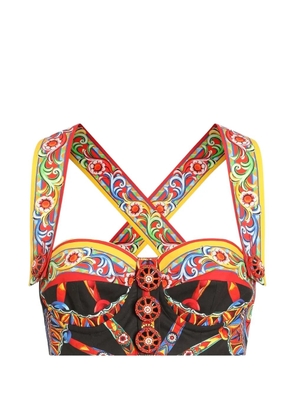 Dolce & Gabbana Carretto-print poplin top - Black