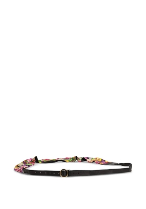 Cavalli Class floral-print wide-waist belt - Black