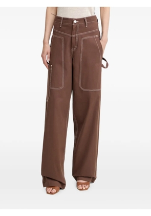 LIU JO contrast-stitch carpenter trousers - Brown
