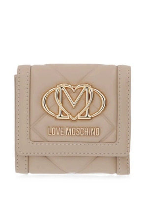 Love Moschino logo-plaque quilted wallet - Neutrals