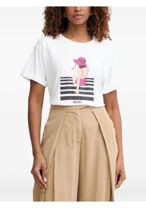 LIU JO embellished graphic-print T-shirt - White
