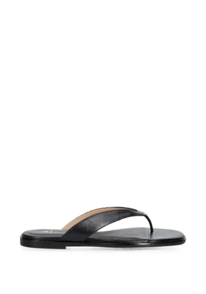 Patrizia Pepe logo-plaque calf leather flip-flops - Black
