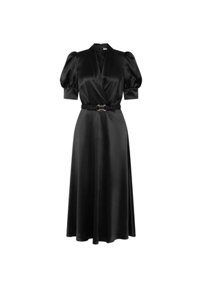 Rebecca Vallance belted puff-sleeve midi dress - Black