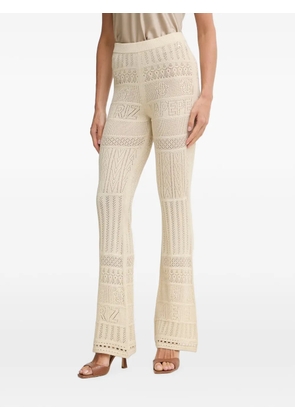Patrizia Pepe logo-pointelle knit flared trousers - Neutrals