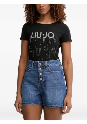 LIU JO rhinestone-logo T-shirt - Black