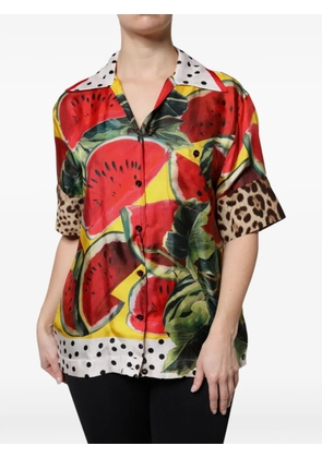 Dolce & Gabbana watermelon-print leopard-accent shirt - Red