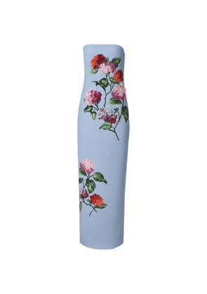 Carolina Herrera hydrangea-embroidered maxi dress - Blue