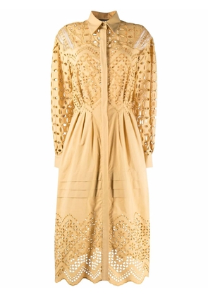 Alberta Ferretti broderie anglaise shirtdress - Yellow