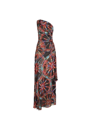 Dolce & Gabbana Carretto-print one-shoulder twill dress - Black