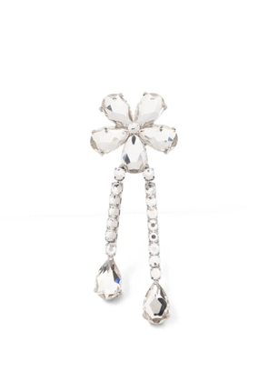 Self-Portrait crystal-flower droplet earrings - Silver