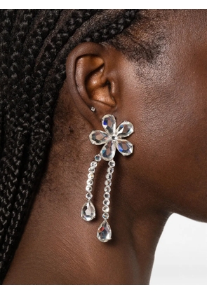 Self-Portrait crystal-flower droplet earrings - Silver