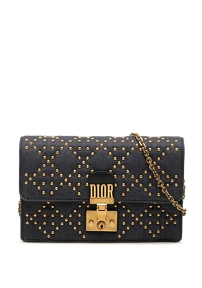 Christian Dior Pre-Owned 2017 Denim Cannage Studded DiorAddict Wallet on Chain crossbody bag - Blue
