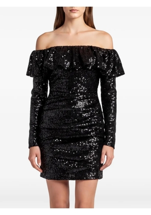 The Attico sequinned ruched mini dress - Black