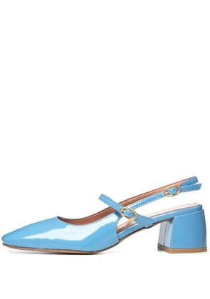 Poche Paris patent-leather buckle pumps - Blue