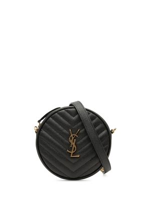 Saint Laurent Pre-Owned 2020 Grain De Poudre Chevron Round Vinyle Camera Bag crossbody bag - Black