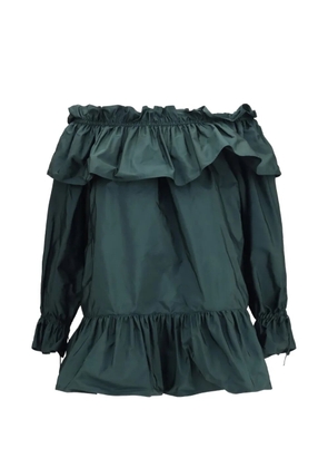 Saint Laurent ruffled off-shoulder mini dress - Green