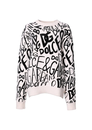 Dolce & Gabbana graffiti-logo sweater - White