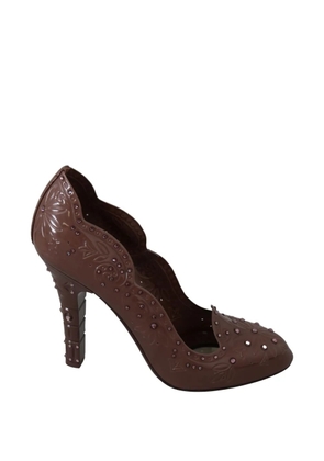 Dolce & Gabbana floral crystal-embellished pumps - Brown