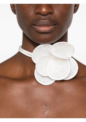 David Koma 3D Lace Flower necklace - White