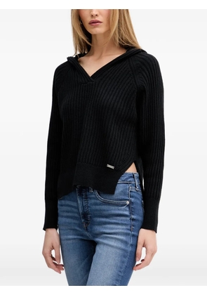 DKNY ribbed-knit hooded sweater - Black
