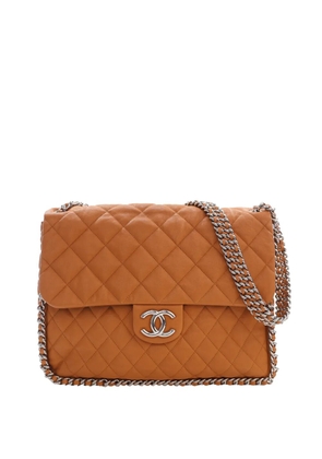 CHANEL Pre-Owned 2012-2013 Maxi Quilted Washed Lambskin Chain Around Flap shoulder bag - Brown
