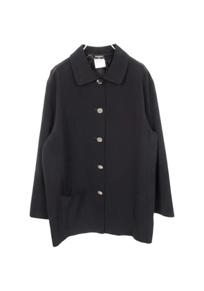 CHANEL Pre-Owned 1986-1988 logo-button convertible-collar coat - Black