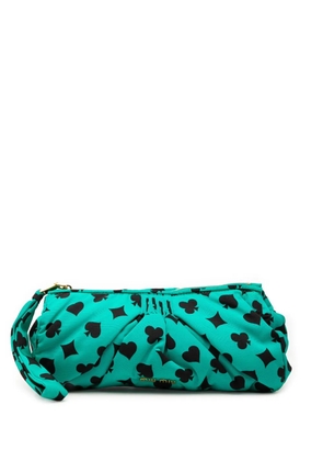 Miu Miu Pre-Owned 2010-2026 Pleated Nylon Playing Card Print clutch bag - Blue