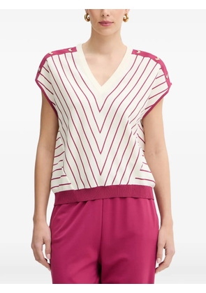 LIU JO striped chevron-knit sweater - White