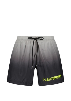 Plein Sport gradient-effect logo-print swim shorts - Grey