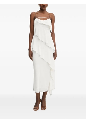 Patrizia Pepe ruffled asymmetric midi dress - White