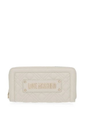 Love Moschino quilted logo-plaque wallet - Neutrals