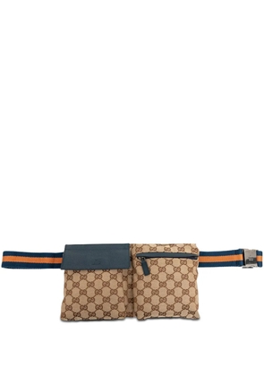 Gucci Pre-Owned 2000-2015 GG Canvas Web Double Pocket belt bag - Neutrals